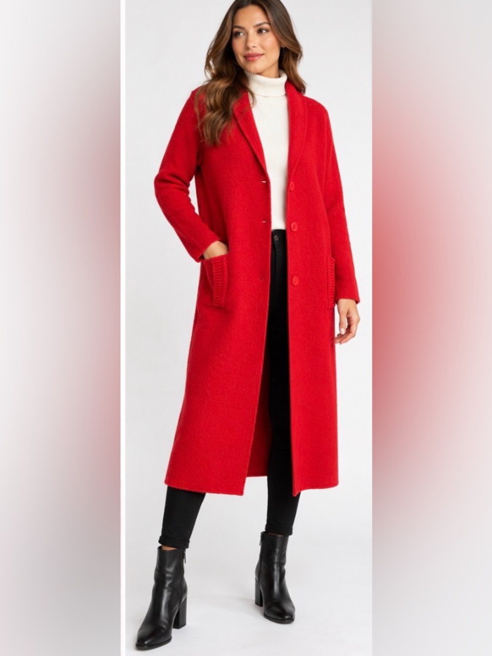 Vertigo Paris NWT Red Long Sweater Coat Cardigan S Soft Knit Pocketsr